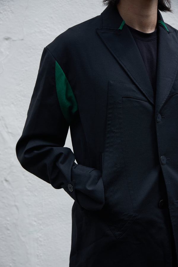 Kiko Kostadinov 23FW Black and Green Wool Tailored Blazer